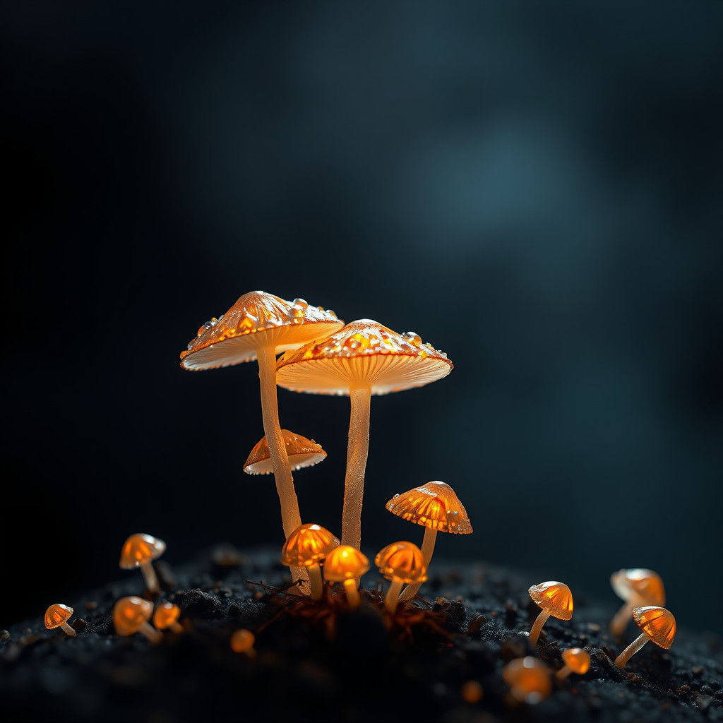 Glowing Crystal Mushrooms in a Mystical Forest