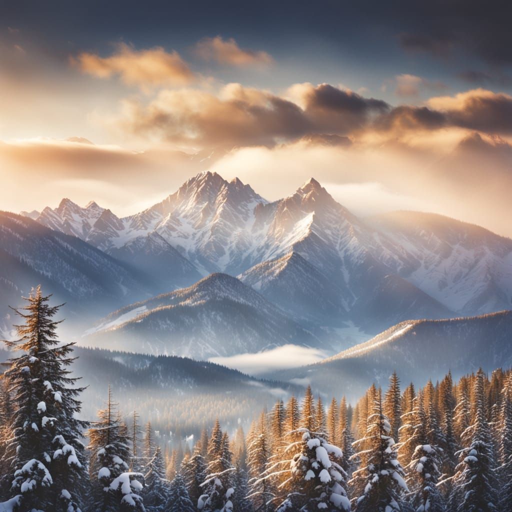 Snowy Mountains Landscape in National Geographic Style