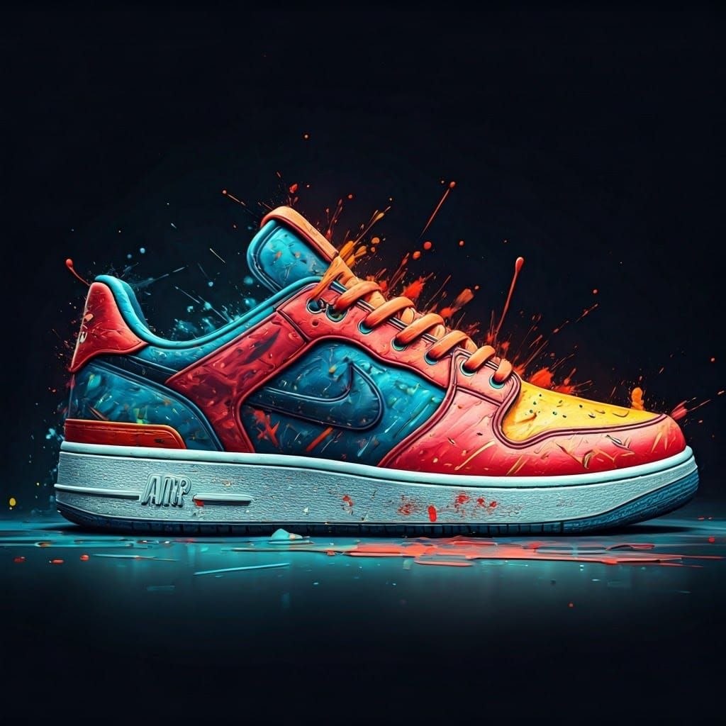 Cyberpunk Sneakers in Vibrant Graffiti Style