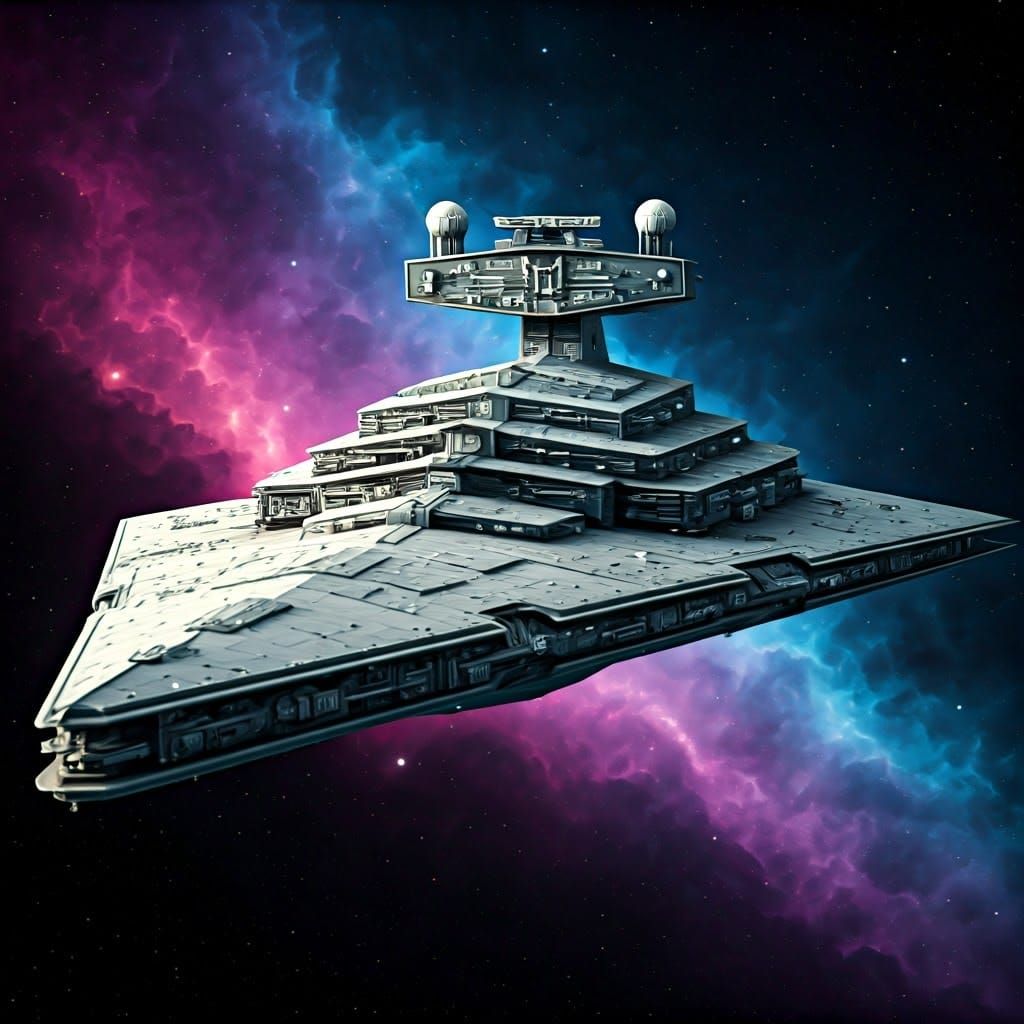 Imperial Star Destroyer in Neon Nebula