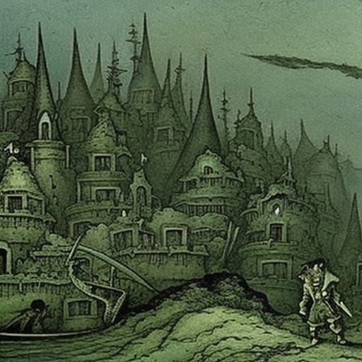 Pirate Island in Horror Etching Style