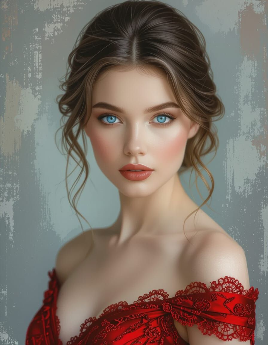 Divine Beauty: Woman with Blue Eyes in Photorealistic Style