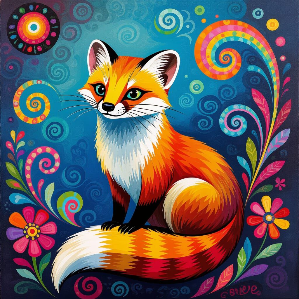 Whimsical Weasel in Vibrant Digital Painting