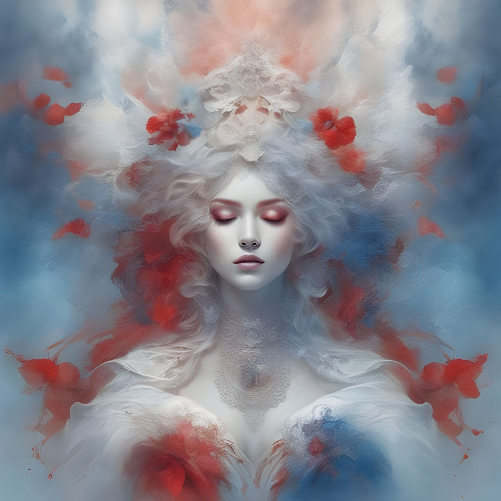 Porcelain Girl Portrait in Art Nouveau Style