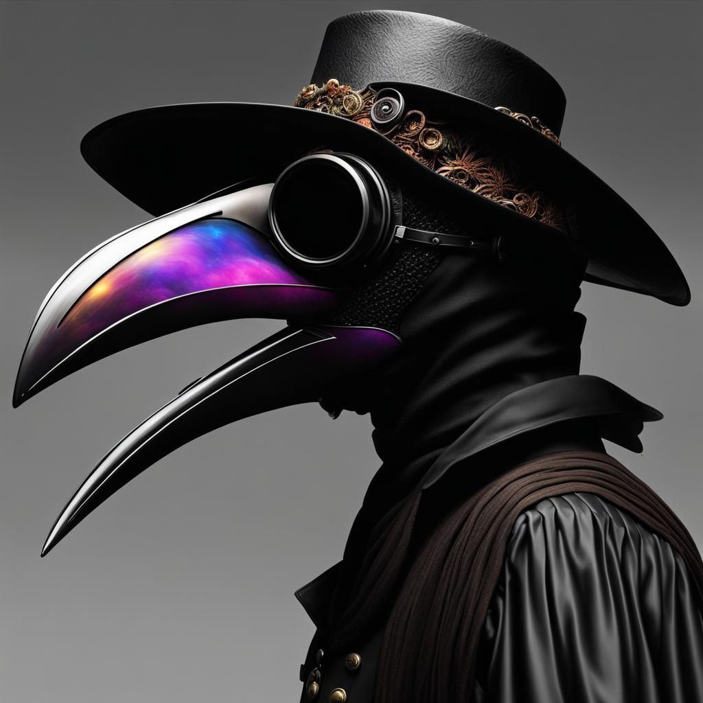 Dystopian Plague Doctor in Plaquetcore Style