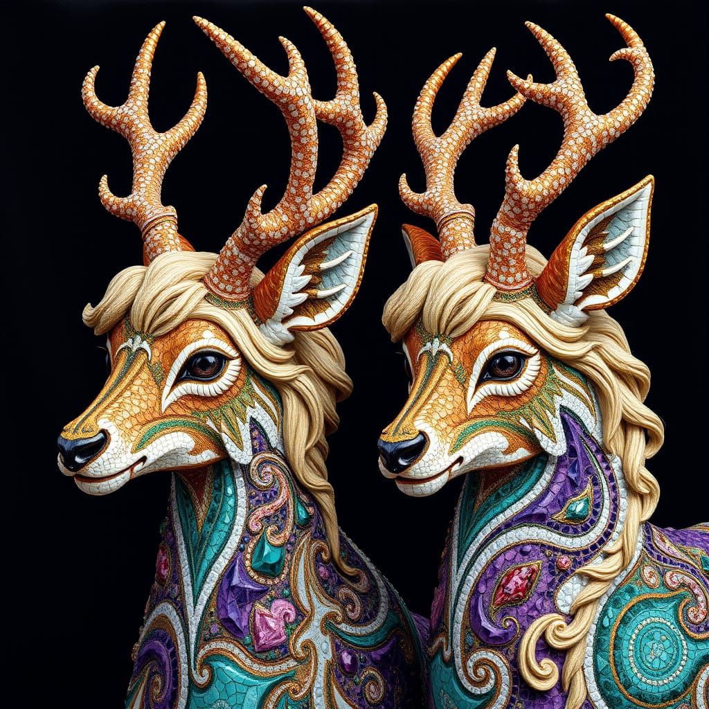 Hyper-Realistic Wolpertinger Mosaic Artwork in Pierre et Gil...