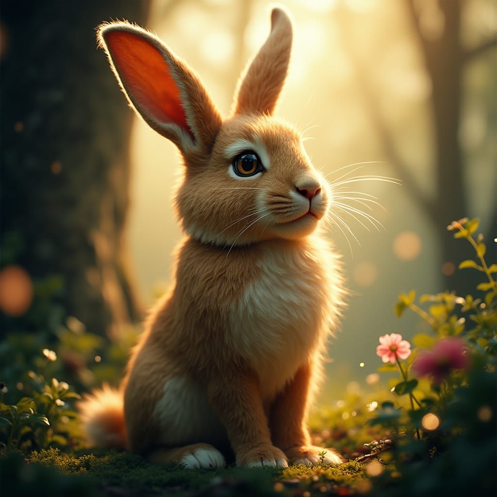 Lion-Rabbit Hybrid in Mythological Dreamscape