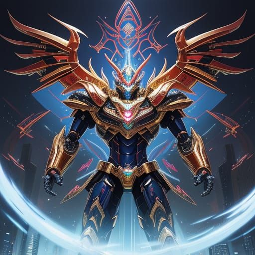 Epic Anime Robot Dragon Masterpiece in Super Sentai Style