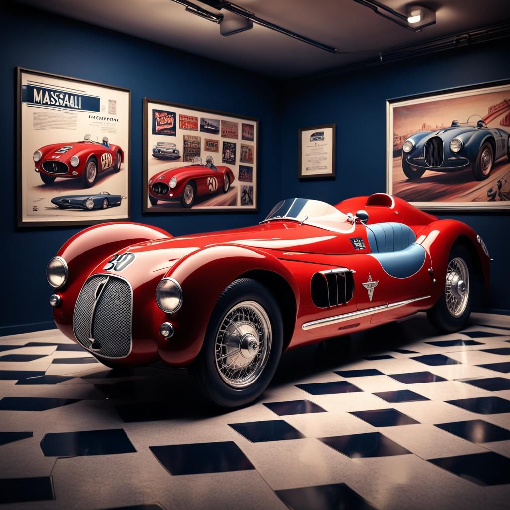 Maserati 250f Model in Showroom, Matte Painting