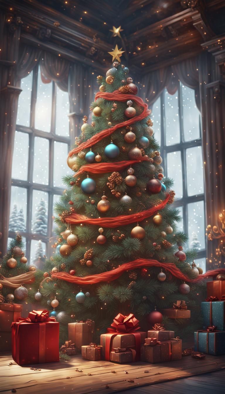 Detailed Christmas Tree Decorations in 8K