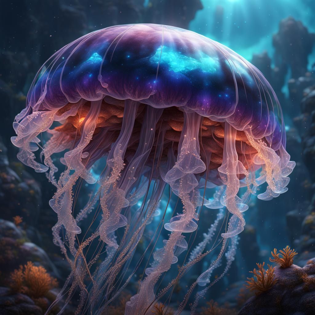Crystal Jellyfish in Deep Color Fantasy Concept Art