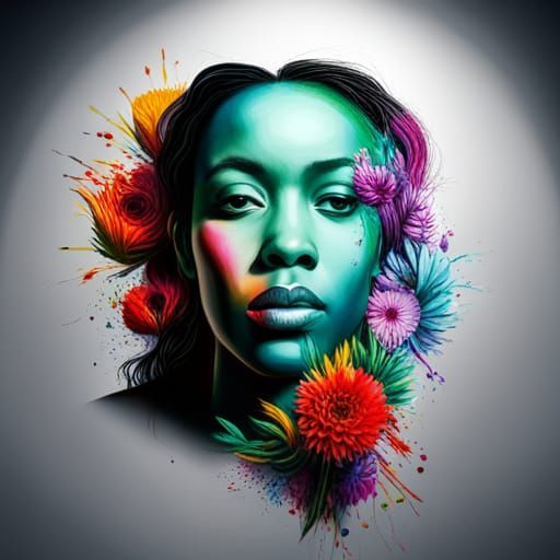 Hyperrealistic Flower Painting with Art Supplies