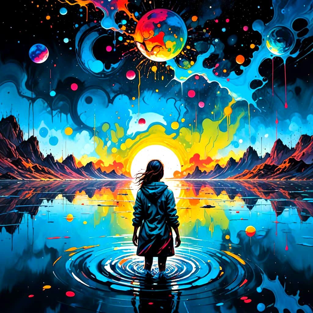 A Woman in Cosmic Reflection