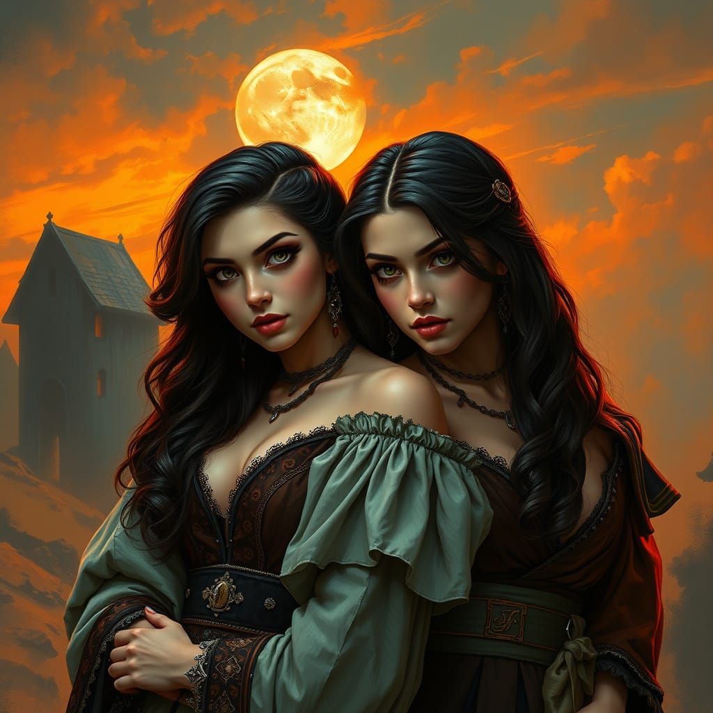 Medieval Fantasy Pinup Women in HDR Film Noir Style