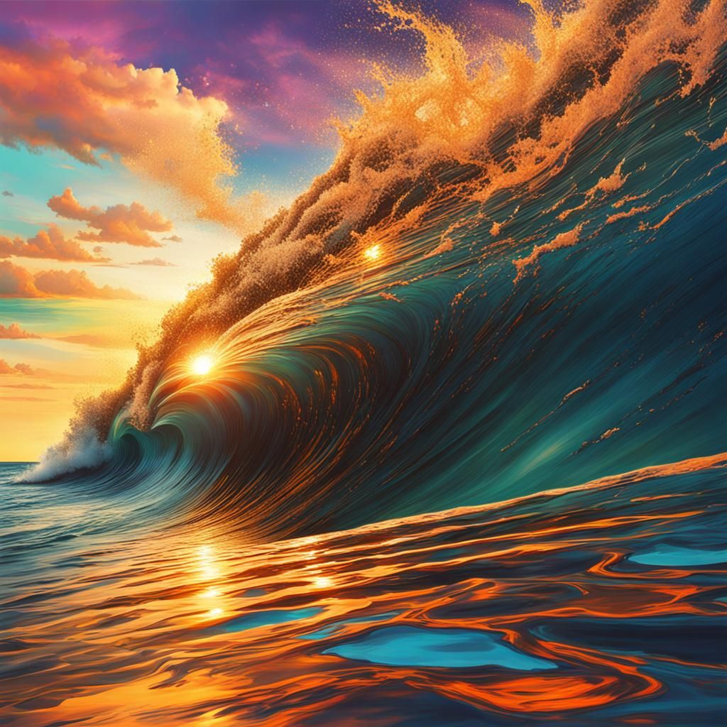 Hyperrealistic Bahamas Sunset Splash Art