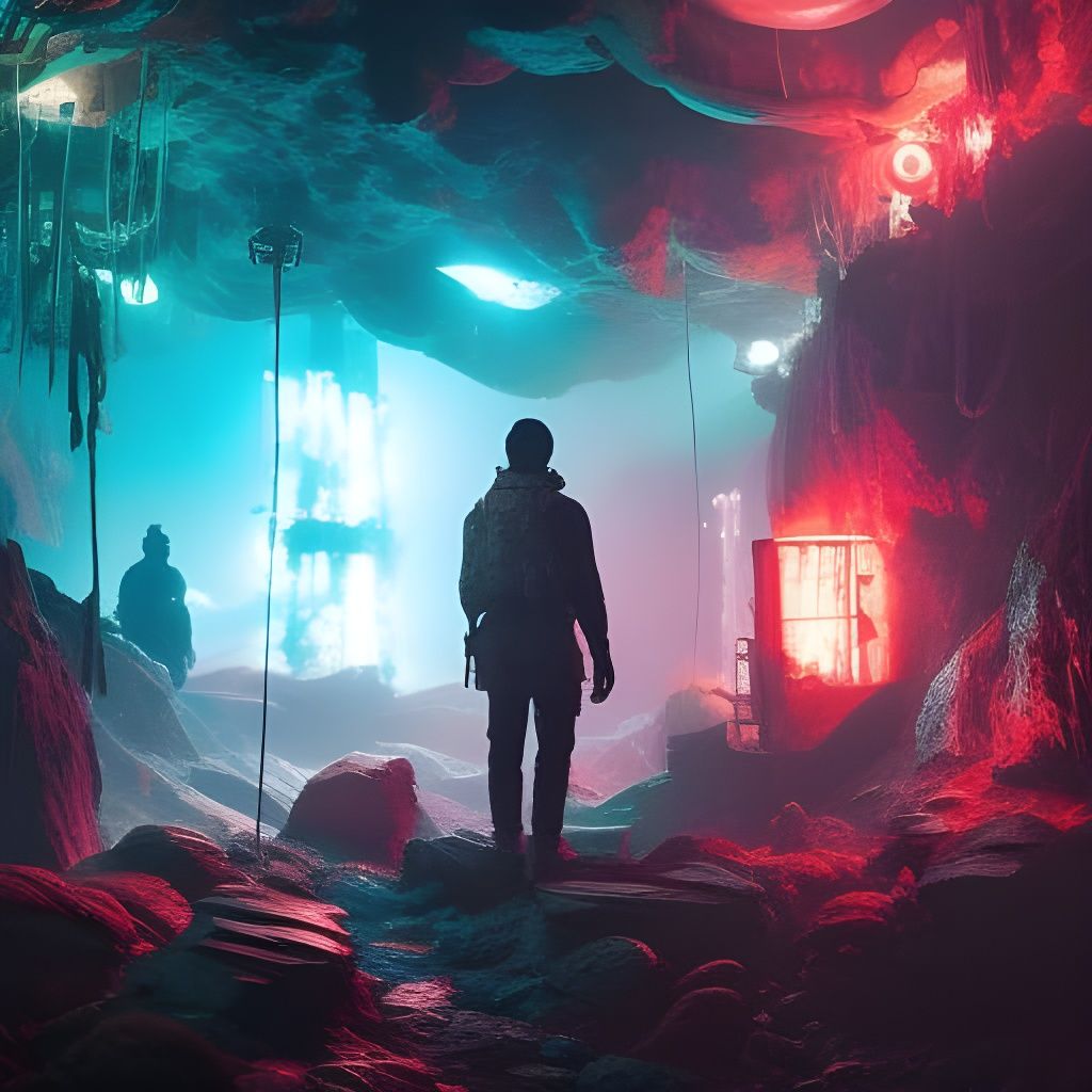 Speleologist in Cave: Hyperdetailed Fantasy Art