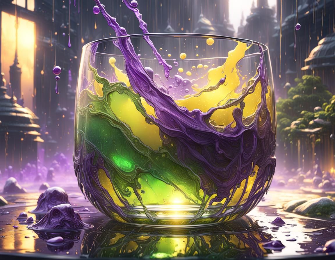 Acid Rain Storm in Glass: Dark Fantasy Art