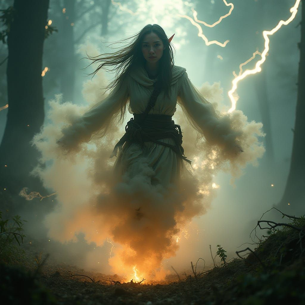 Wild Elf Smoke Being Amidst Electric Tempest