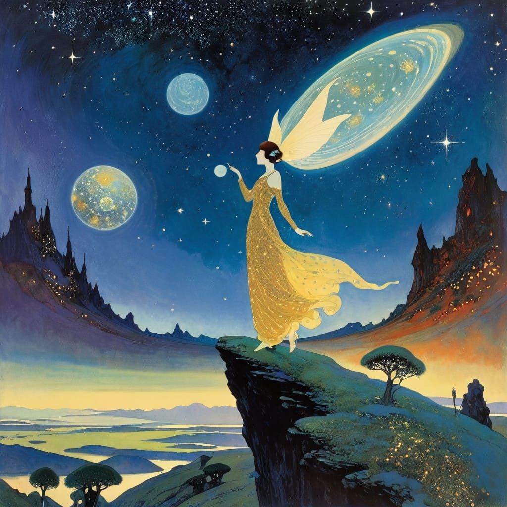 Galactic Nymph in Eva Suit Painted in Dreamlike Style