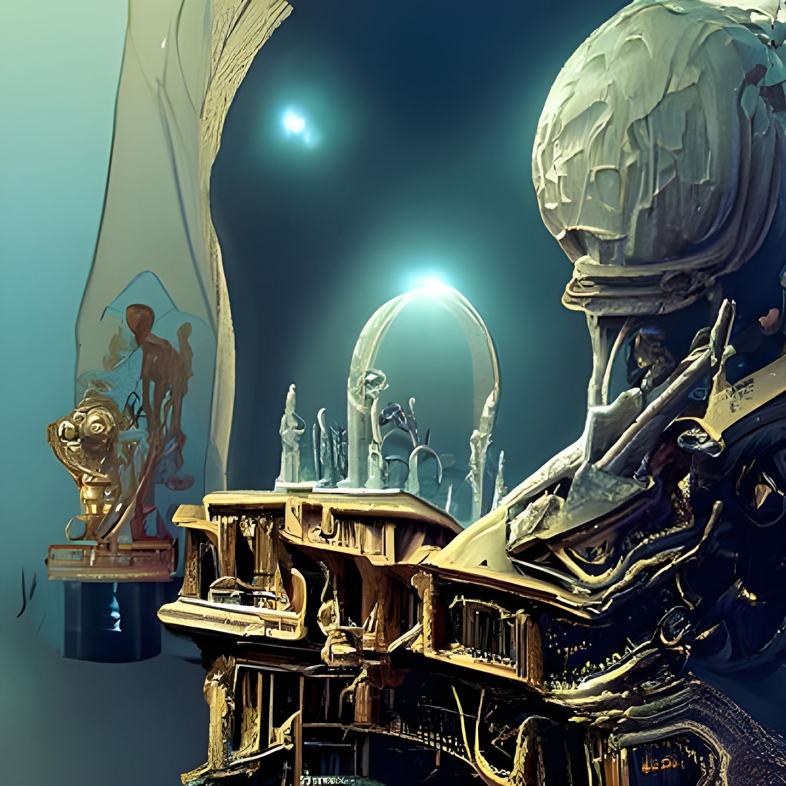 Biopunk Chess Game with Alien Machinery