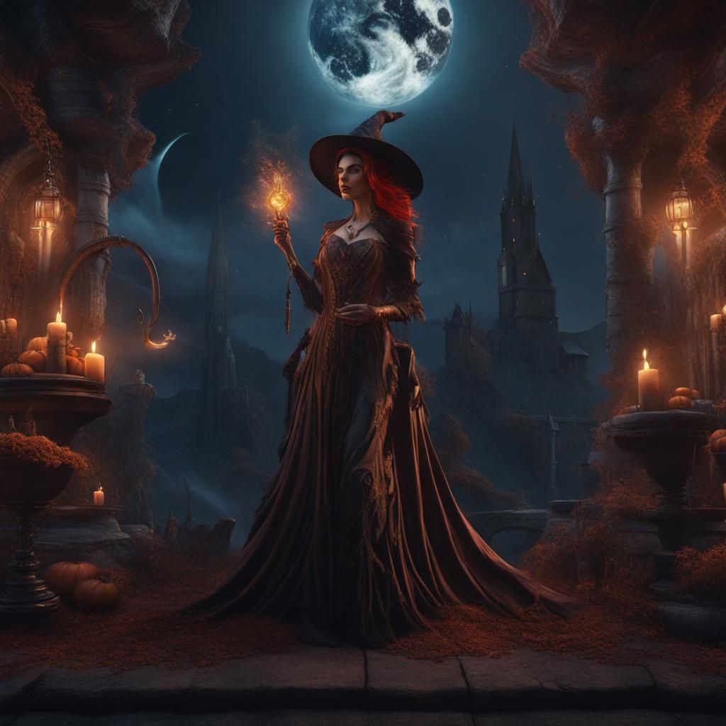 Enchanting Witch: A Detailed Fantasy Painting