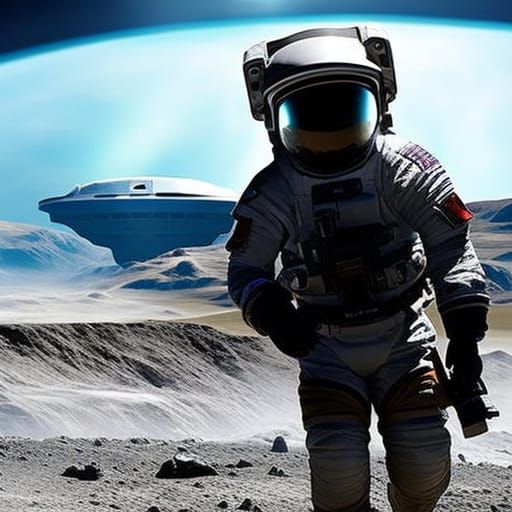 Astronaut Floats Over Alien Planet