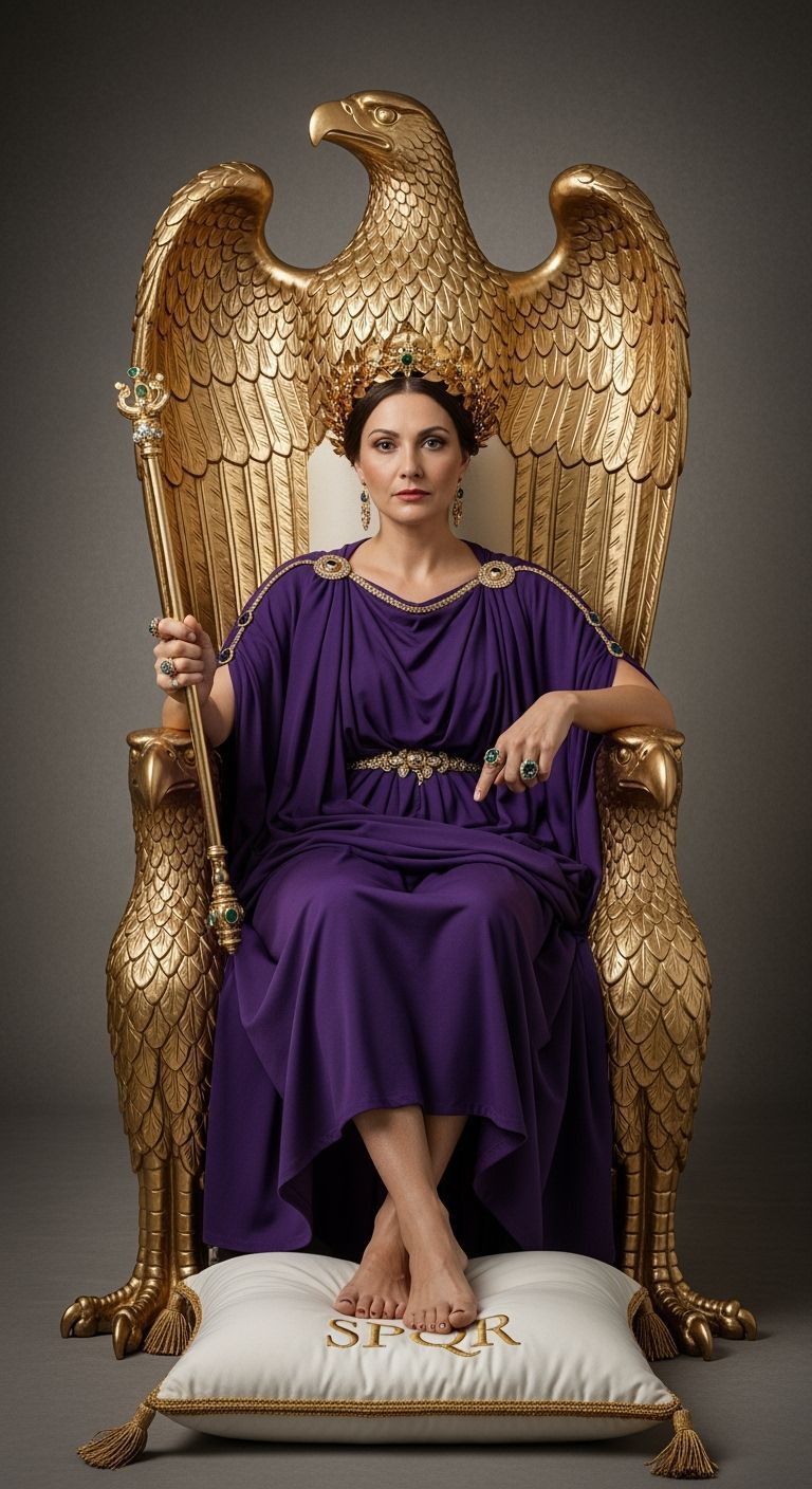 Elegant Roman Empress on Golden Eagle Throne