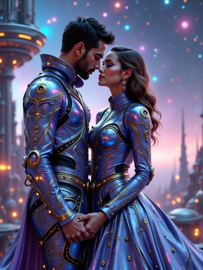 Sci-Fi Princess and Prince in Rococo-Wave Style