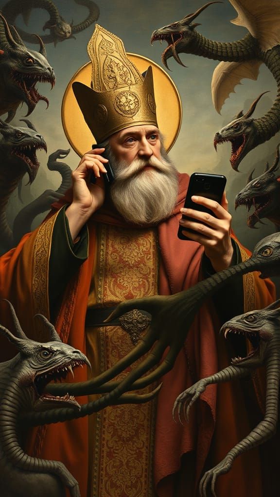 Saint Anthony Communicates with God on Cellphone