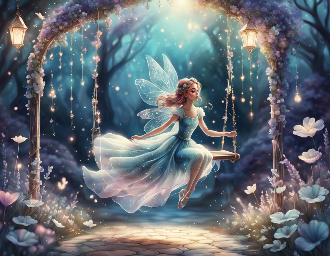 Ethereal Fairy in a Whimsical Garden Oasis