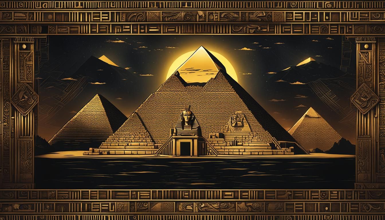 Cyber Gold Egyptian Pyramids in Dark Mood