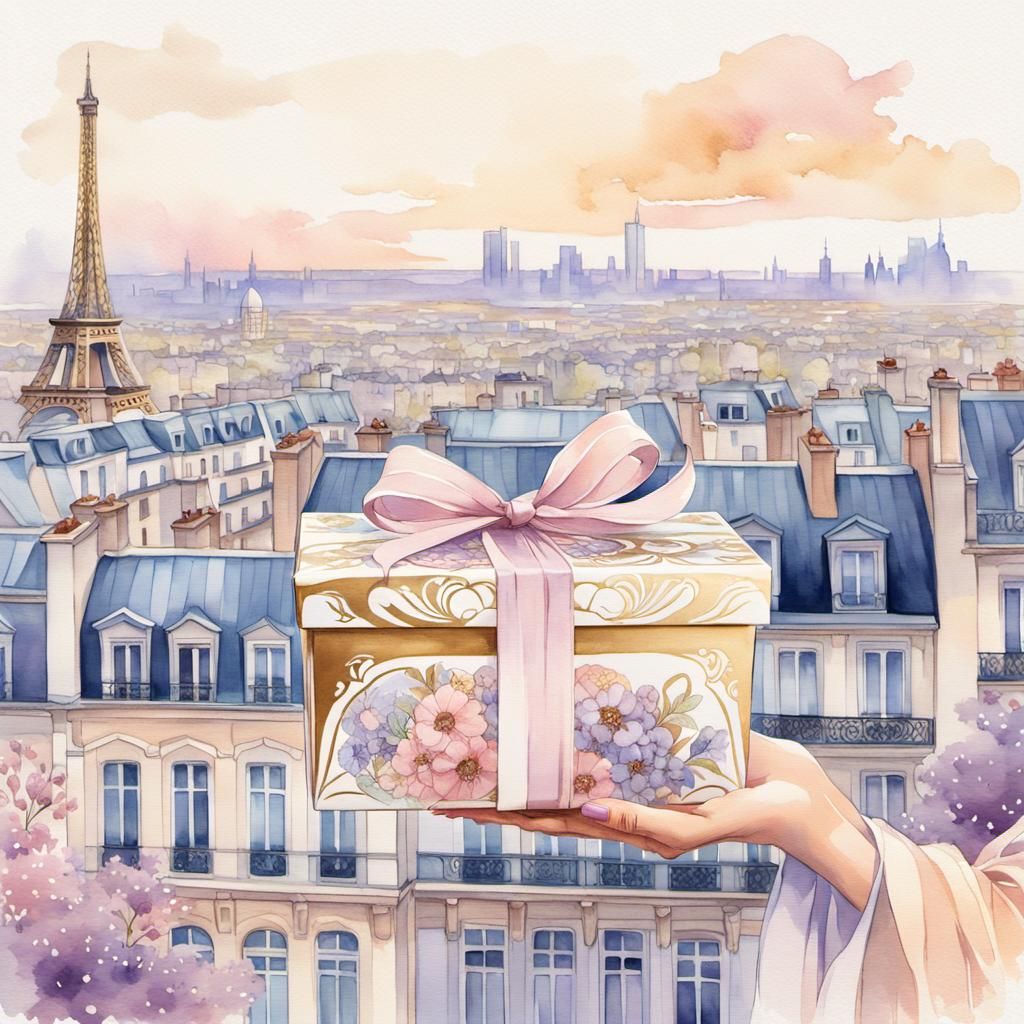 Elegant Gift Box in French Art Nouveau Style