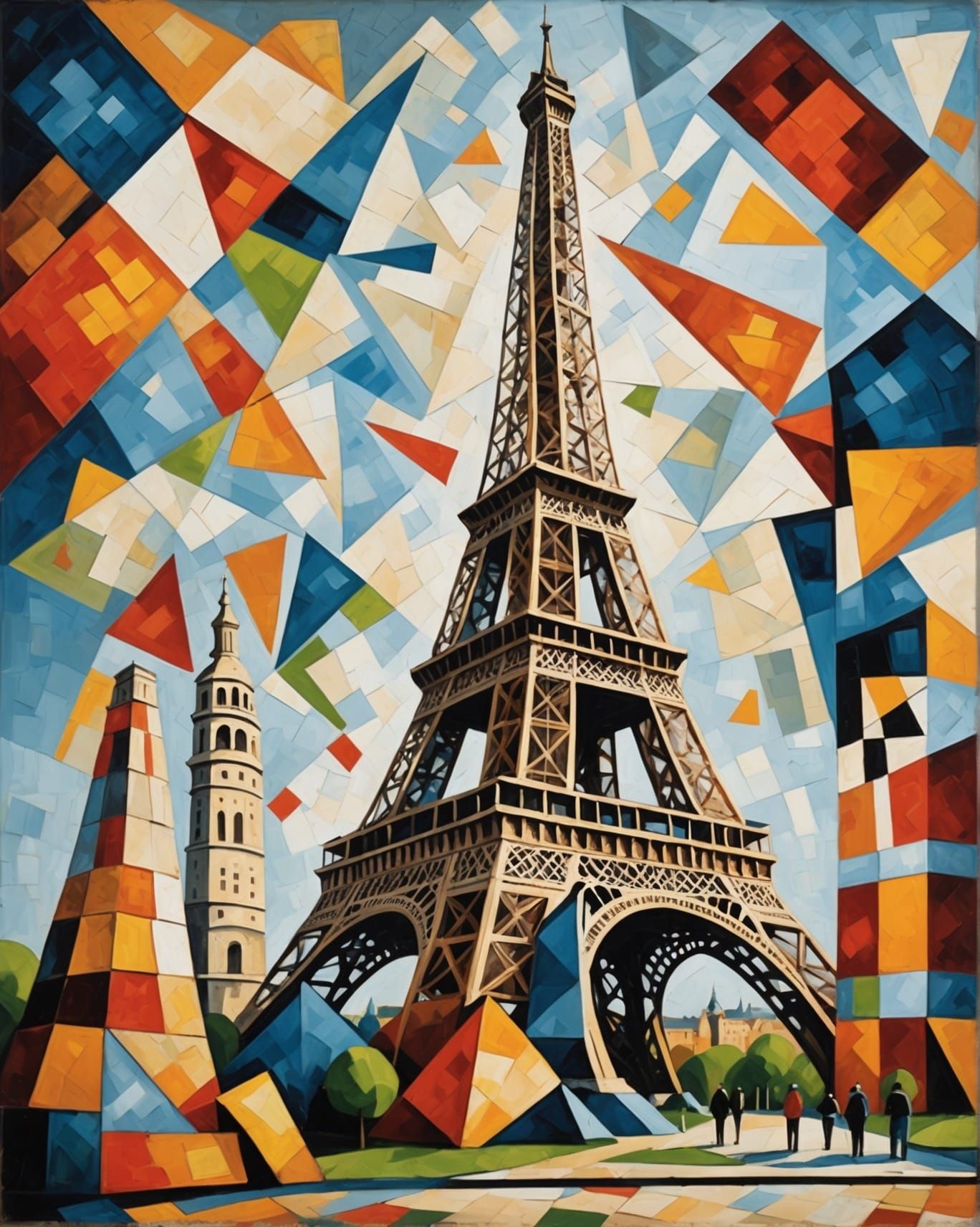 Cubist Towers in Love as Abstract Figures