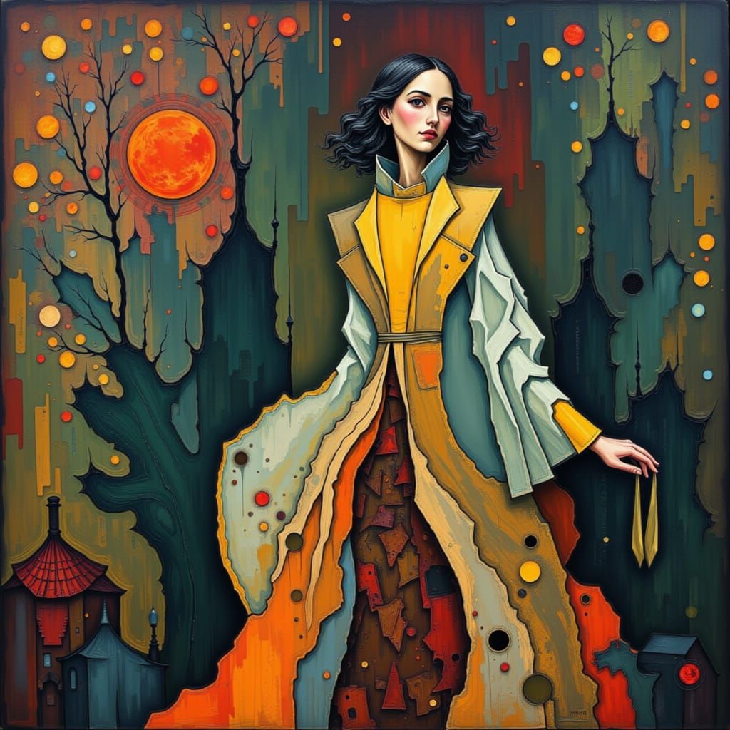 Elegant Woman in Art Nouveau Style