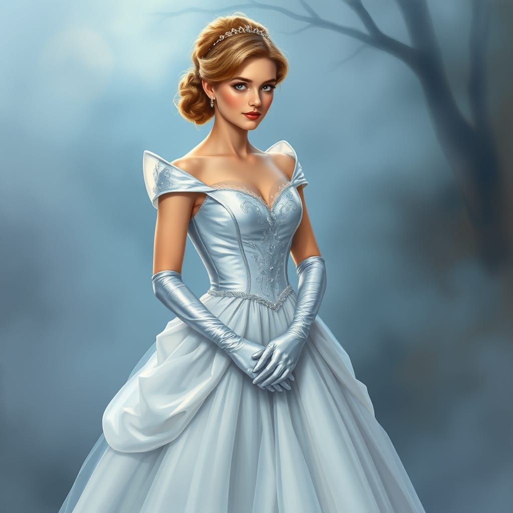 Cinderella in Silver Gown, Ethereal Fantasy Art