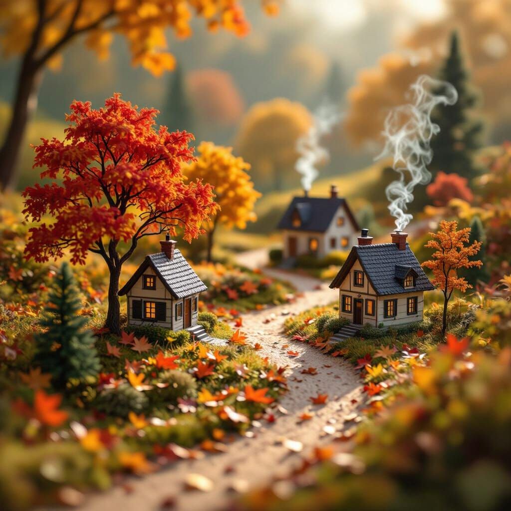 Charming Miniature Autumn Dioramas with Bokeh Effect