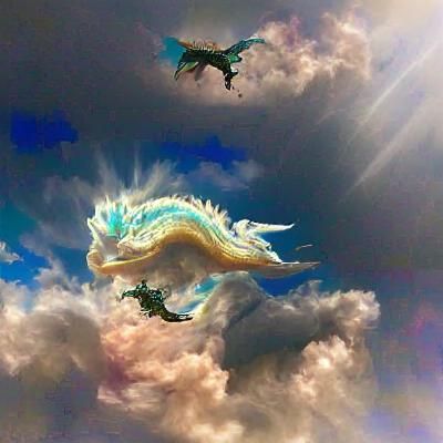 Majestic Dragon Soaring Through a Colorful Sky