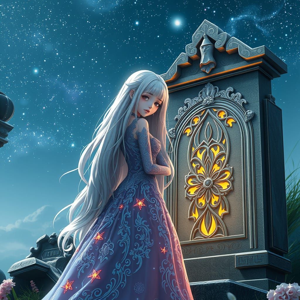 Grieving Woman in Anime Style