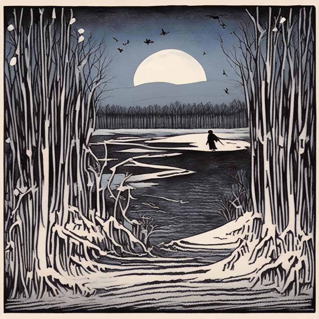 Winter Whimsy: One-Legged Canine Opera in Frosty Fields