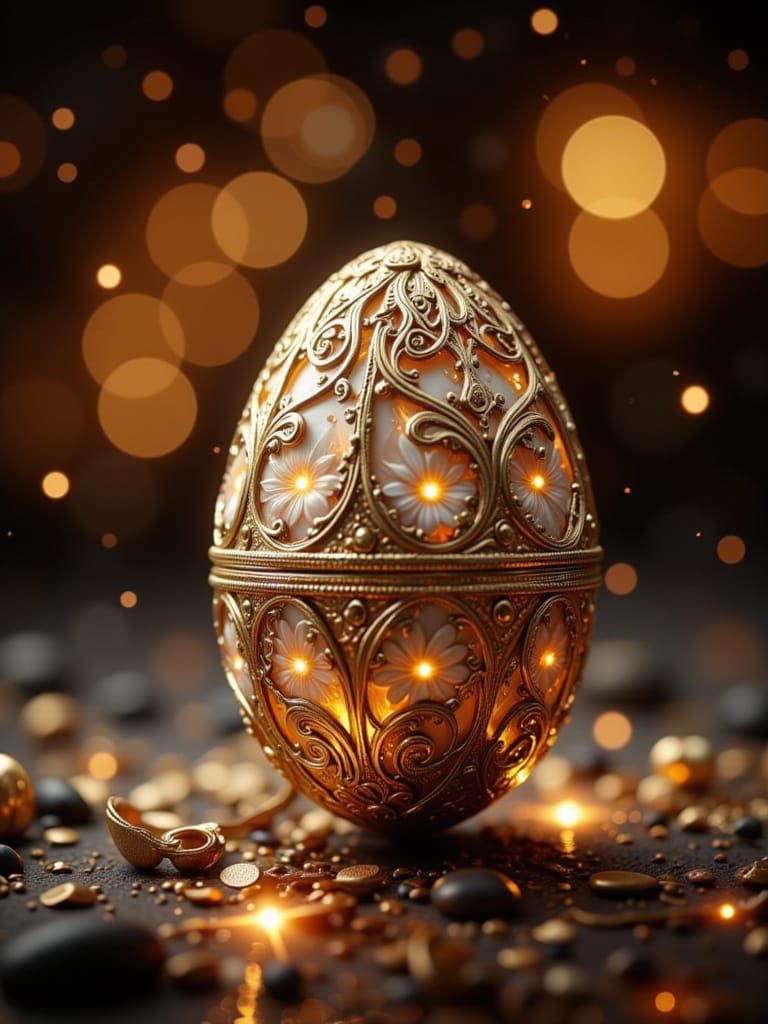 Exquisite Faberge Egg with Luminous Bokeh