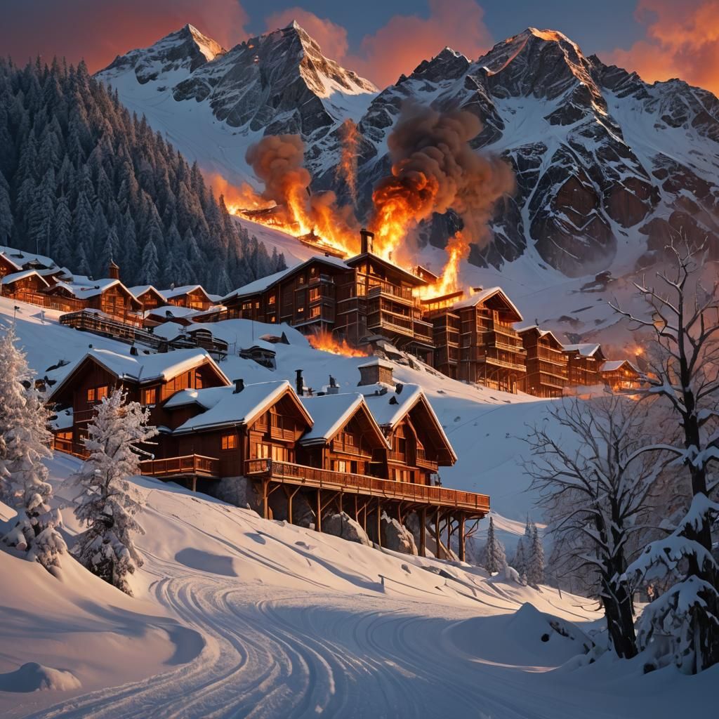 Inferno at Cervinia: A Surreal Ski Station Fire