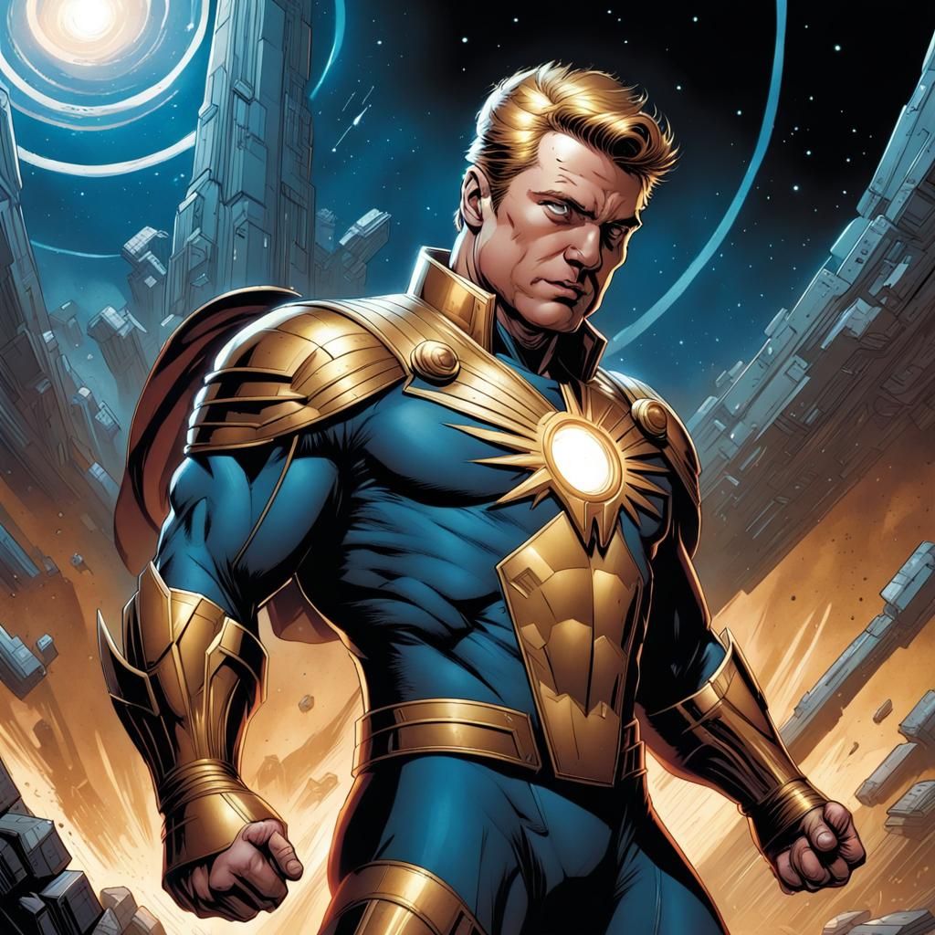 Dynamic Superhero Portrait in Comic Book Style