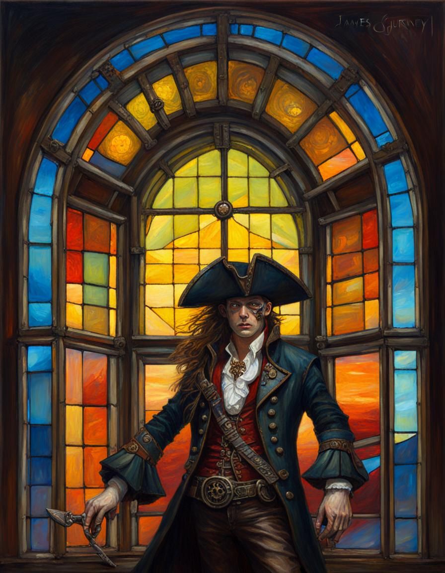Steampunk Vampire Pirate in Dark Fantasy Style