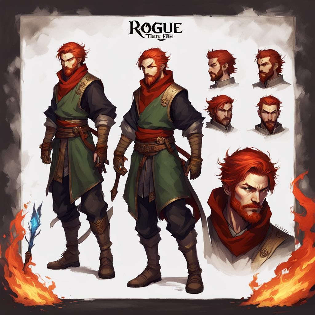 Gensai Rogue Mage with Fire: Fantasy Art