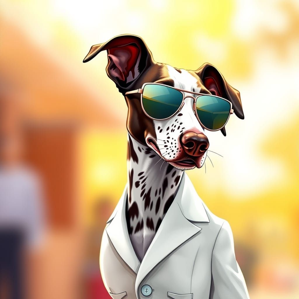 German Short Haired Pointer in Cool Aviator Sunglasses and W...