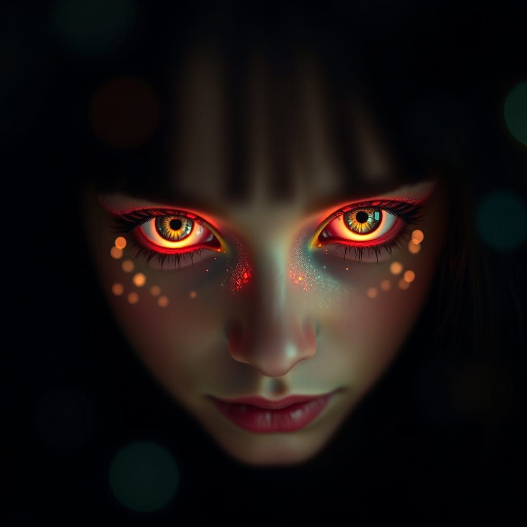 Eerie Magnetic Vision: Macro Sequin Eye Portrait