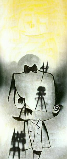 Chibi Character in Dark City, Noir Cartoon