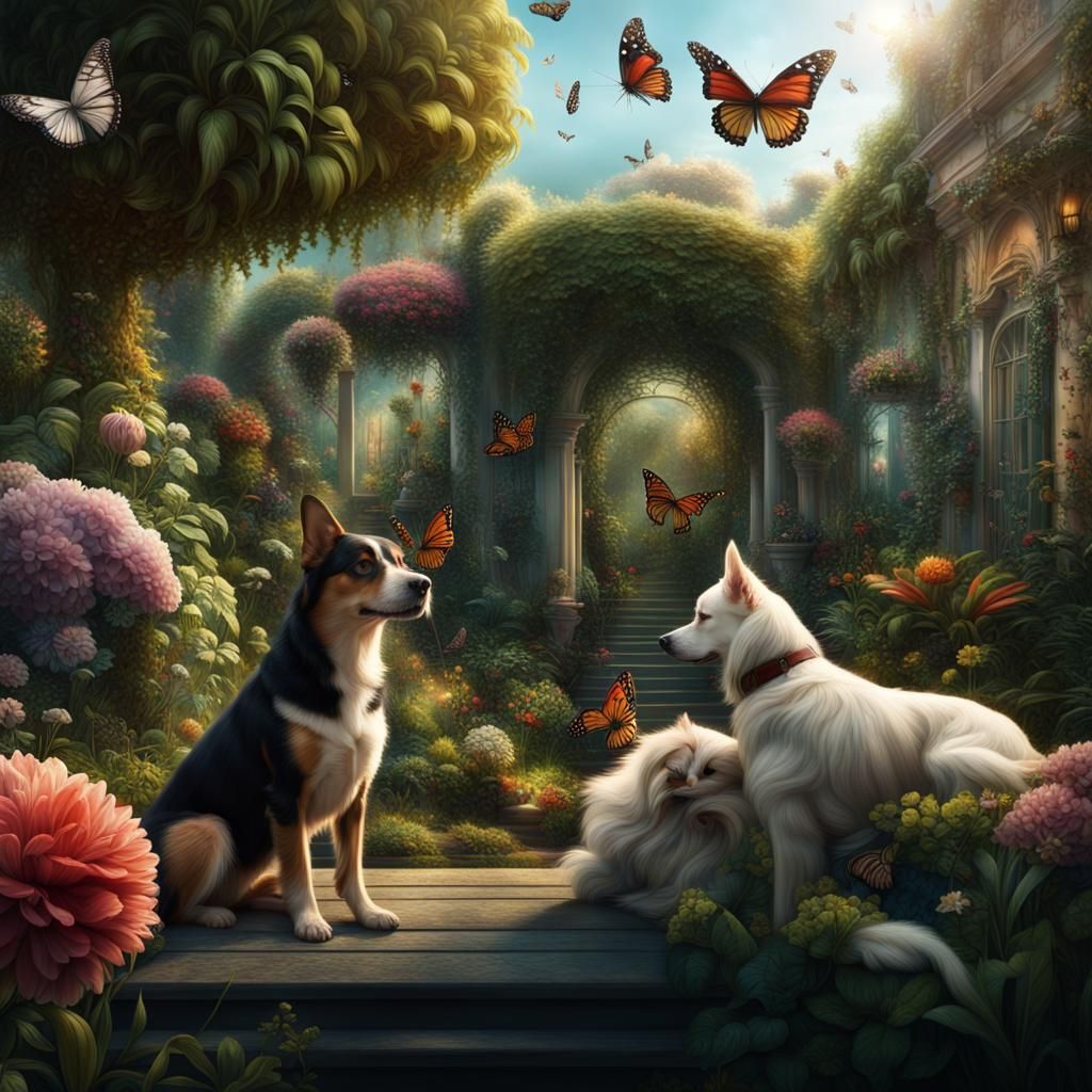 Garden Utopia with Animals: Digital Matte Painting