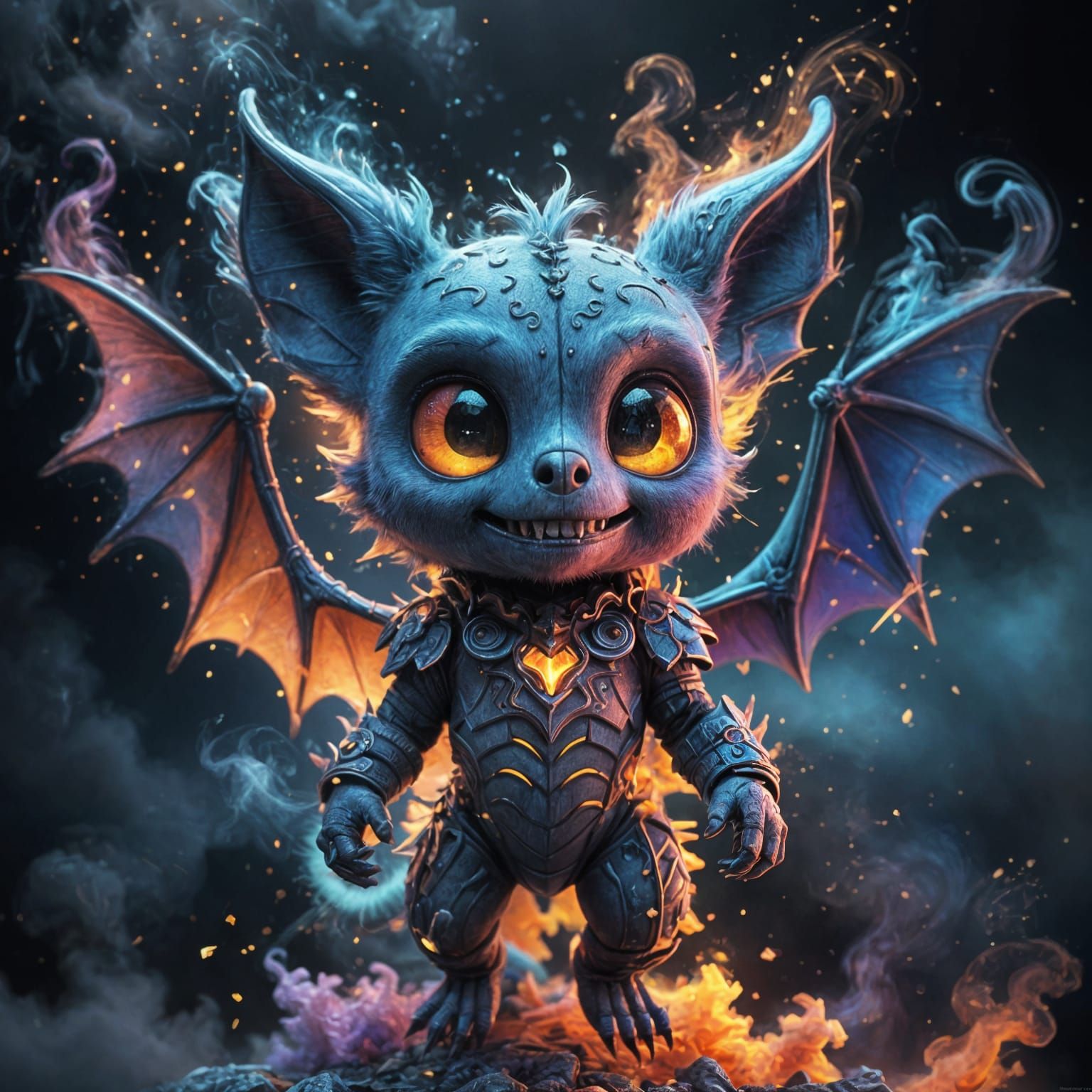 Cute Bat Fantasy Scene in Dreamcore Style