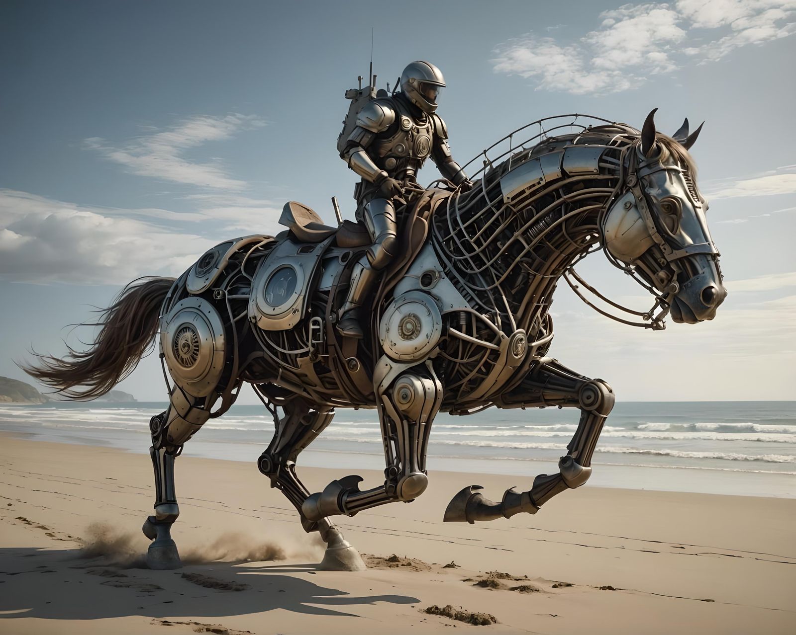 Biomechanical Horse Descends on Beach